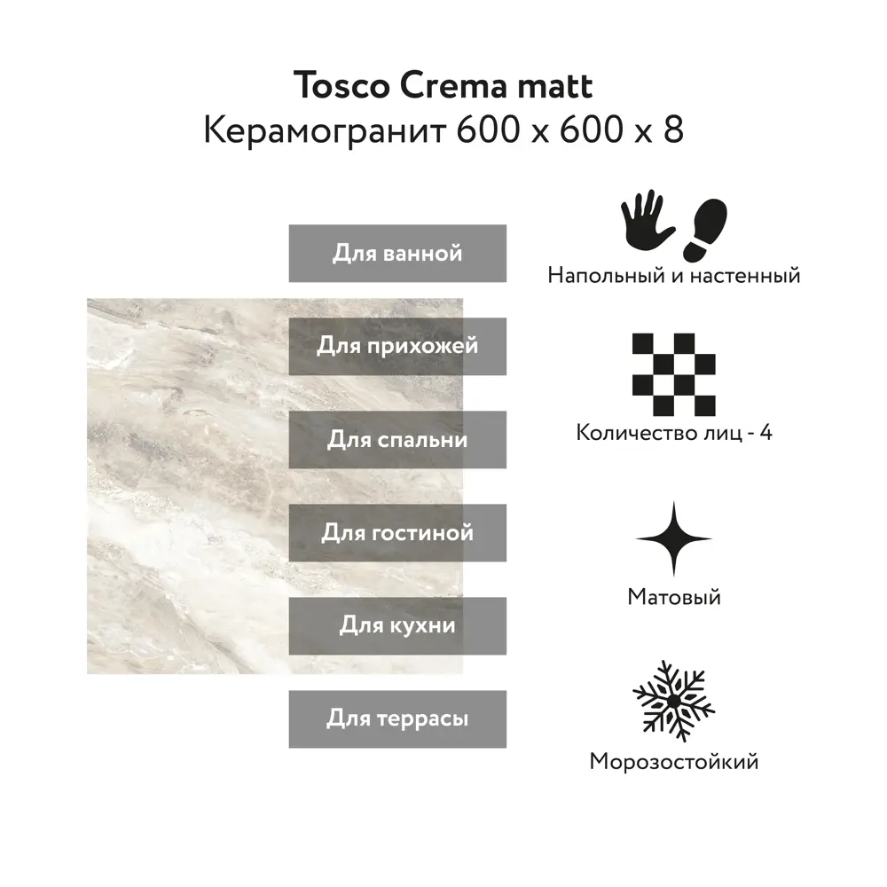 Фото 2 Керамогранит Kerald Tosco Crema matt 60-60 600x1200см цвет светло-серый Фото 2 Керамогранит Kerald Tosco Crema matt 60-60 600x1200см цвет светло-серый
