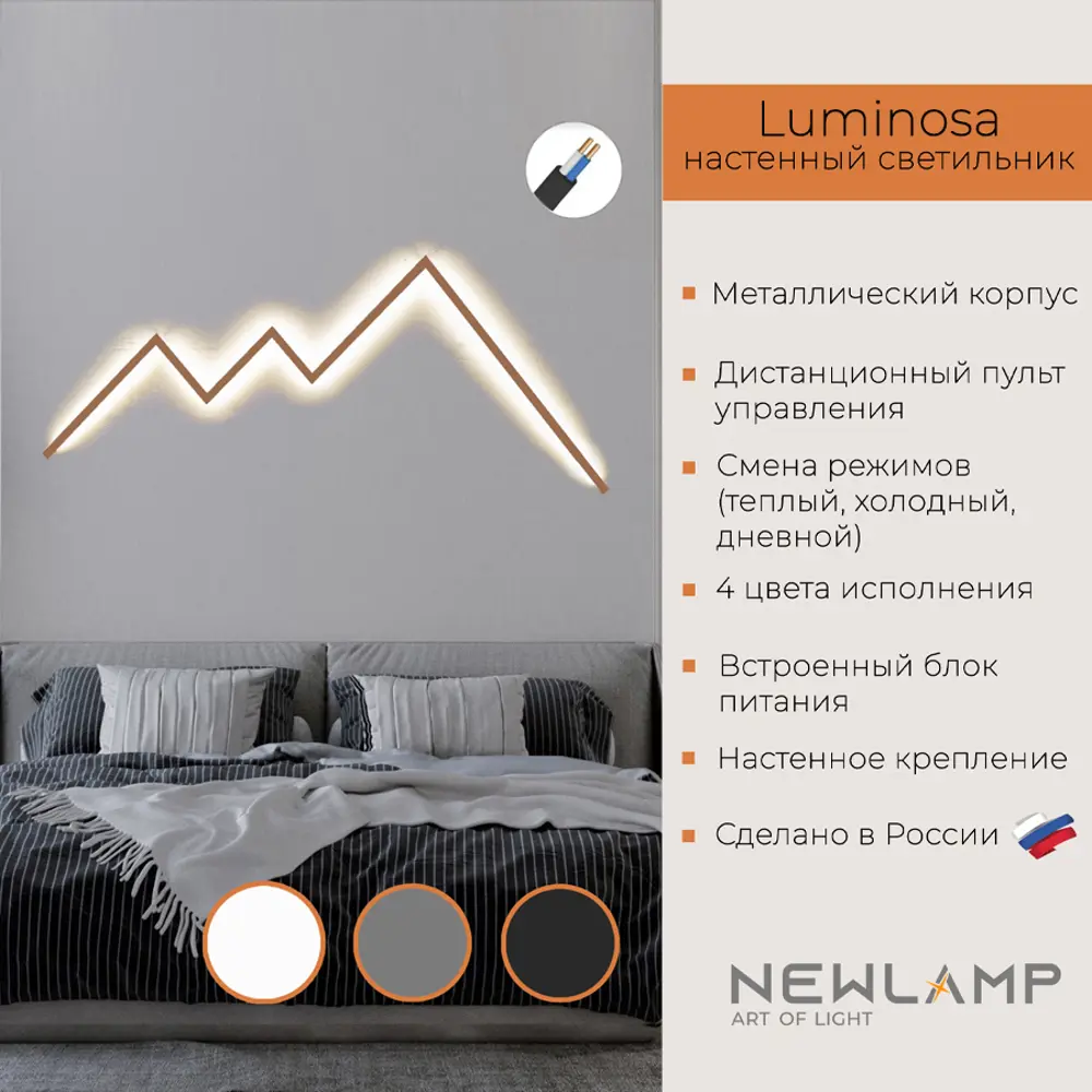 Фото Настенный светильник светодиодный Newlamp Luminosa с пультом управления регулируемый белый свет цвет бронза Фото Настенный светильник светодиодный Newlamp Luminosa с пультом управления регулируемый белый свет цвет бронза