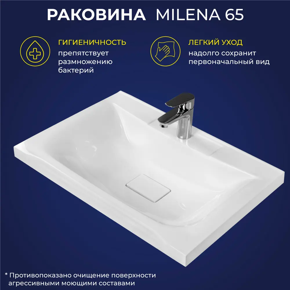 Фото 4 Раковина мебельная Итана milena 4656755757650 64.2см цвет белый Фото 4 Раковина мебельная Итана milena 4656755757650 64.2см цвет белый