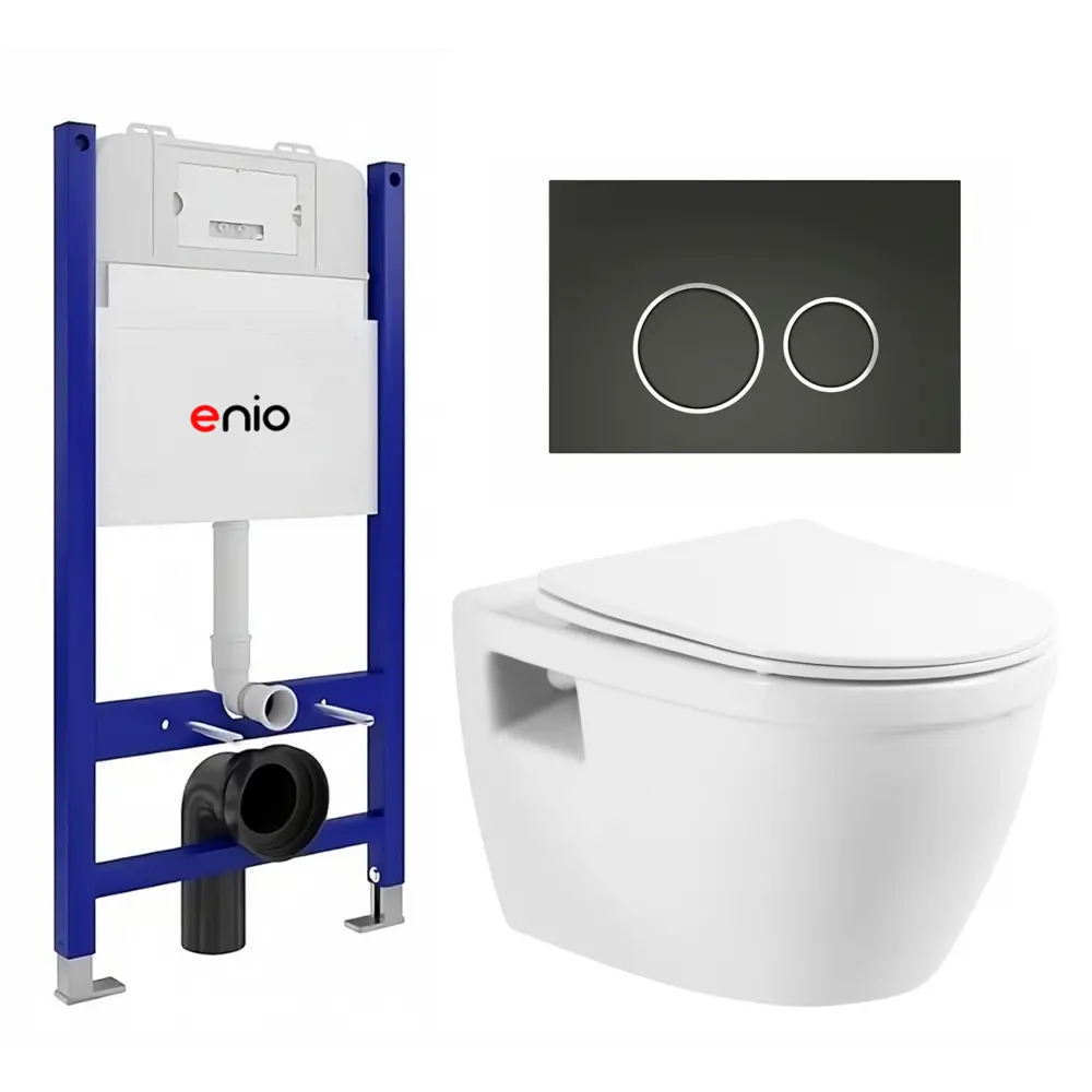 Фото Комплект инсталляция с унитазом 3 в 1 инсталляция Enio Tecnico 50 унитаз BelBagno Loto BB070CHR/SC кнопка черная матовая, окантовка хром Rotondo Фото Комплект инсталляция с унитазом 3 в 1 инсталляция Enio Tecnico 50 унитаз BelBagno Loto BB070CHR/SC кнопка черная матовая, окантовка хром Rotondo