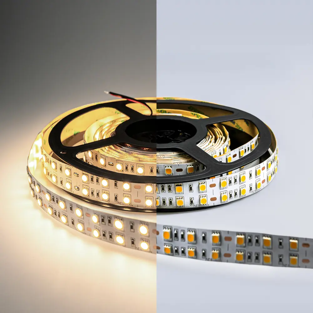 Фото 4 Светодиодная лента Eleganz Lux 5050 120 LED (28.8W/M) 12V нейтральная 4500К IP20 ДВУХРЯДНАЯ, 5м Фото 4 Светодиодная лента Eleganz Lux 5050 120 LED (28.8W/M) 12V нейтральная 4500К IP20 ДВУХРЯДНАЯ, 5м