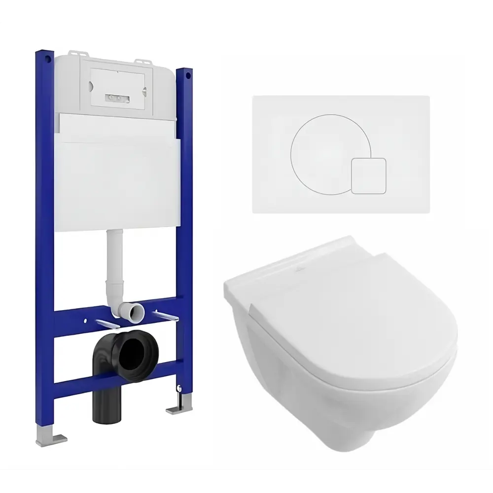 Фото Комплект инсталляция с унитазом 3 в 1 инсталляция Enio Tecnico 50 унитаз Villeroy O Novo Directflush кнопка белая матовая Geometria Фото Комплект инсталляция с унитазом 3 в 1 инсталляция Enio Tecnico 50 унитаз Villeroy O Novo Directflush кнопка белая матовая Geometria