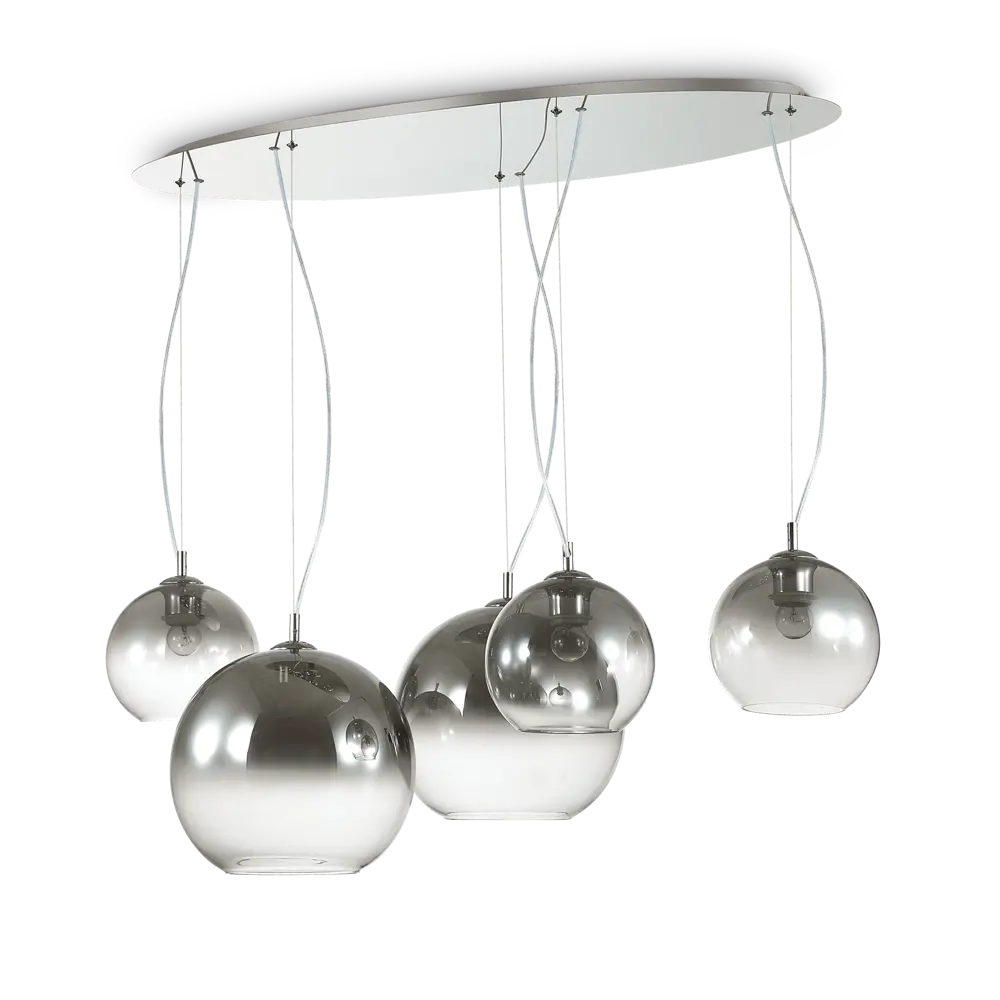 Фото Светильник подвесной Ideal lux Nemo 138305 5 ламп 6 м² цвет хром/серебристый/прозрачный Фото Светильник подвесной Ideal lux Nemo 138305 5 ламп 6 м² цвет хром/серебристый/прозрачный