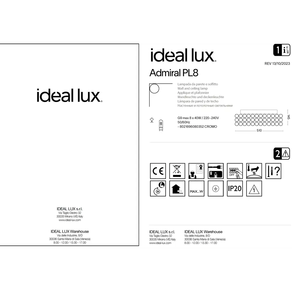 Фото 5 Светильник настенно-потолочный Ideal lux Admiral 080352 8 лампы 10 м² цвет хром прозрачный Фото 5 Светильник настенно-потолочный Ideal lux Admiral 080352 8 лампы 10 м² цвет хром прозрачный