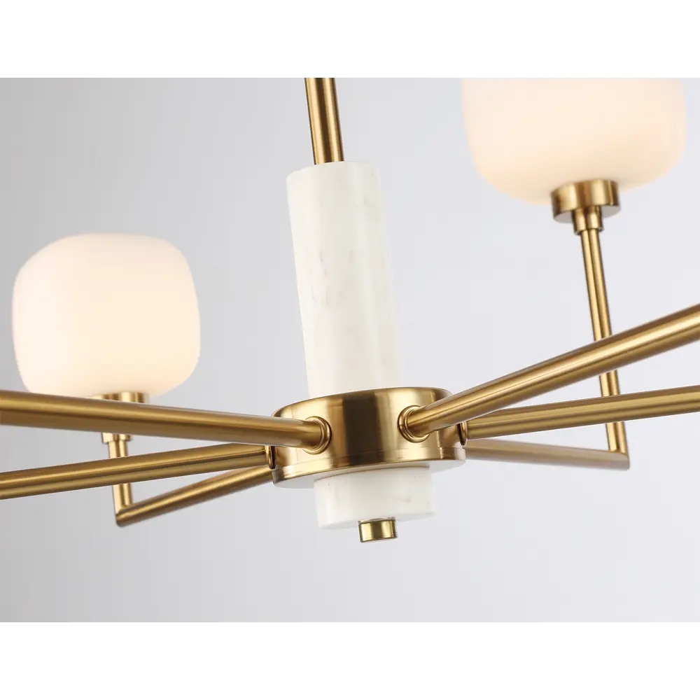 Фото 4 Люстра на штанге Ambrella light High Lh53015 6 ламп 27 м² цвет белый матовый/латунь