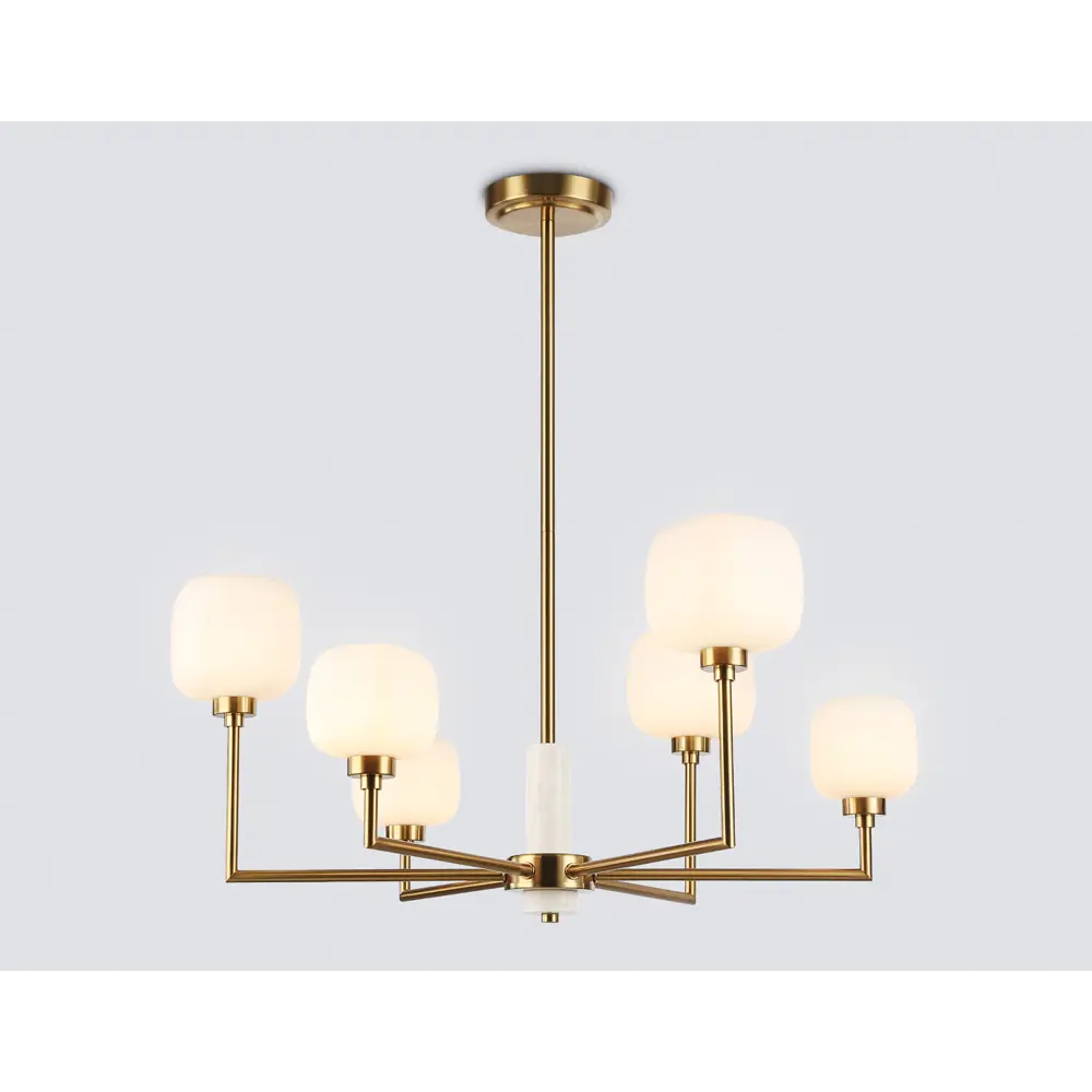 Фото 2 Люстра на штанге Ambrella light High Lh53015 6 ламп 27 м² цвет белый матовый/латунь