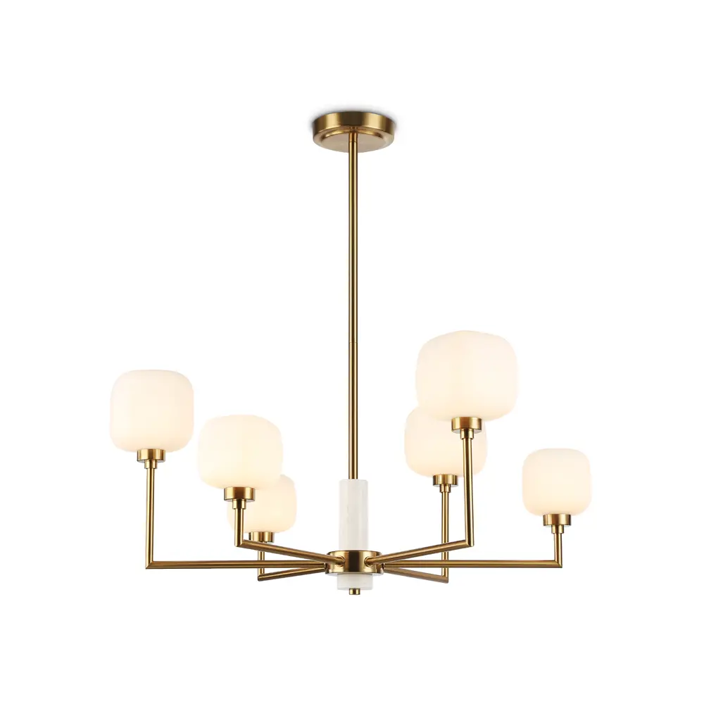 Фото Люстра на штанге Ambrella light High Lh53015 6 ламп 27 м² цвет белый матовый/латунь