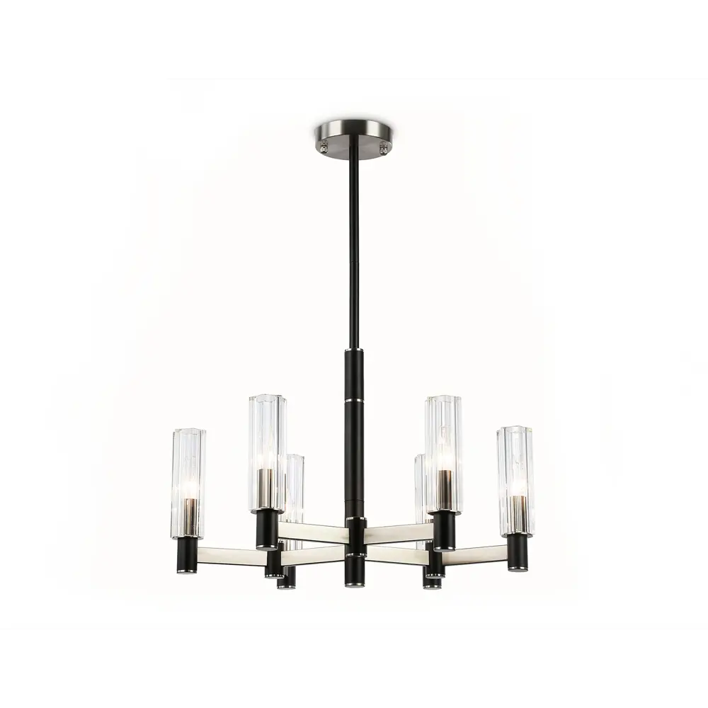Фото Люстра на штанге Ambrella light High Lh55501 6 ламп 27 м² цвет прозрачный/черный/никель