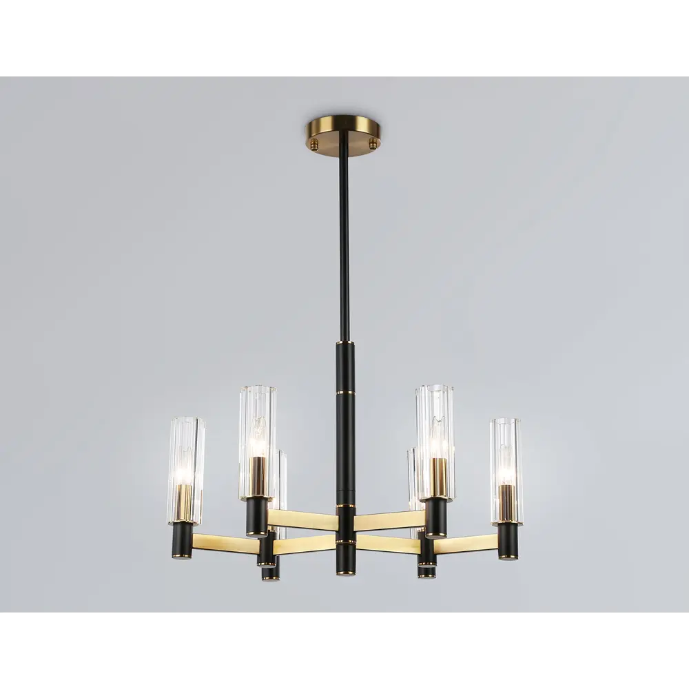 Фото 2 Люстра на штанге Ambrella light High Lh55511 6 ламп 27 м² цвет прозрачный/черный/латунь