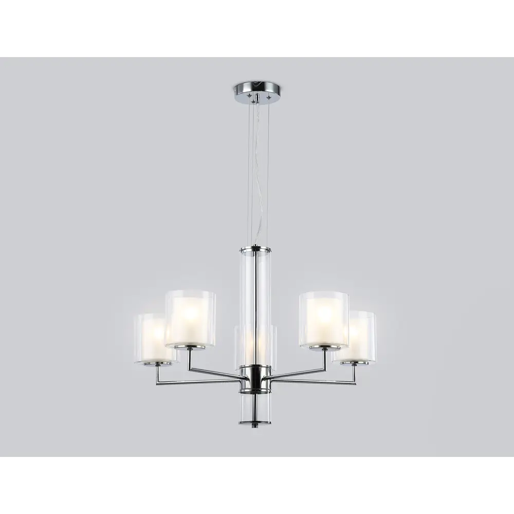 Фото 2 Люстра подвесная Ambrella light High Lh56001 5 ламп 23 м² цвет хром/белый матовый