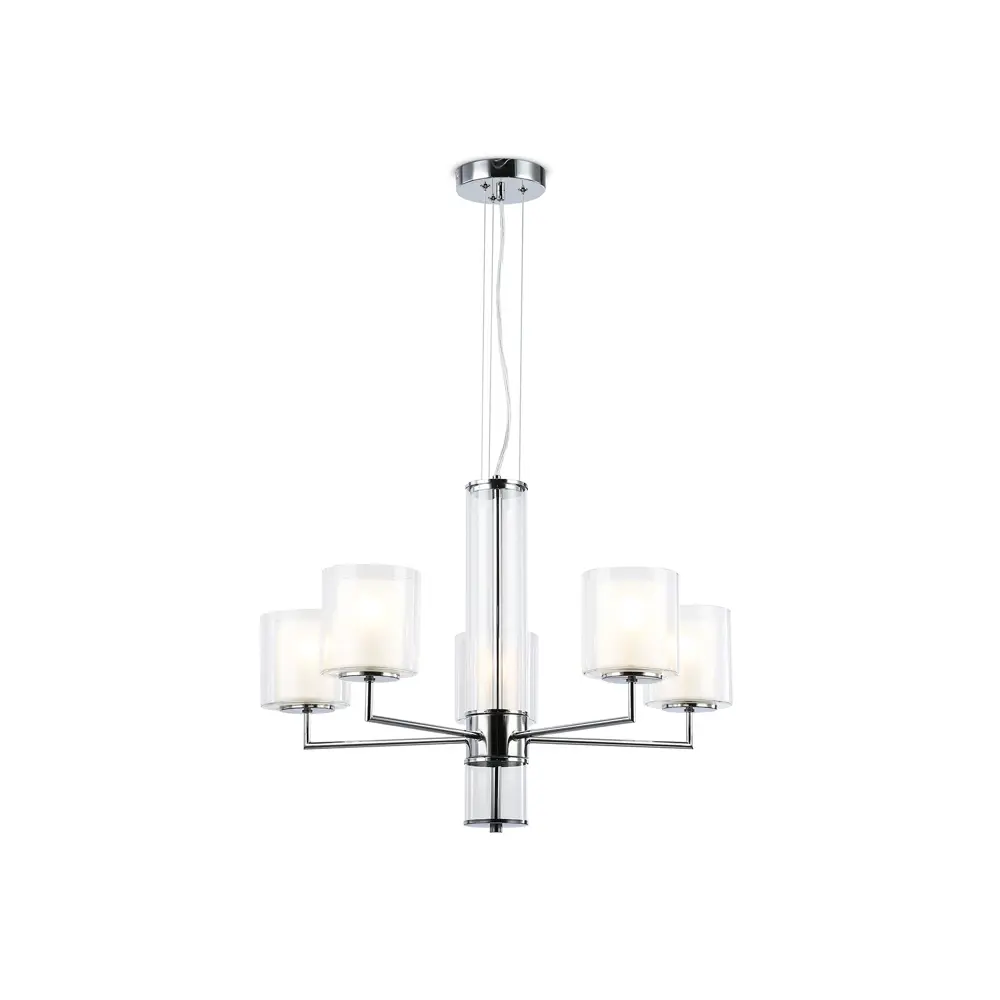 Фото Люстра подвесная Ambrella light High Lh56001 5 ламп 23 м² цвет хром/белый матовый