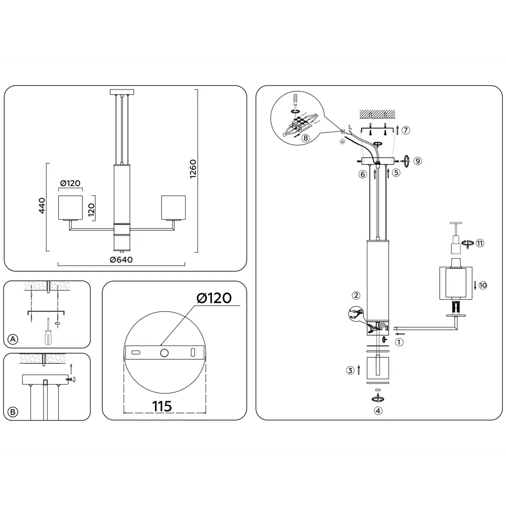 Фото 6 Люстра подвесная Ambrella light High Lh56011 5 ламп 23 м² цвет белый матовый/латунь