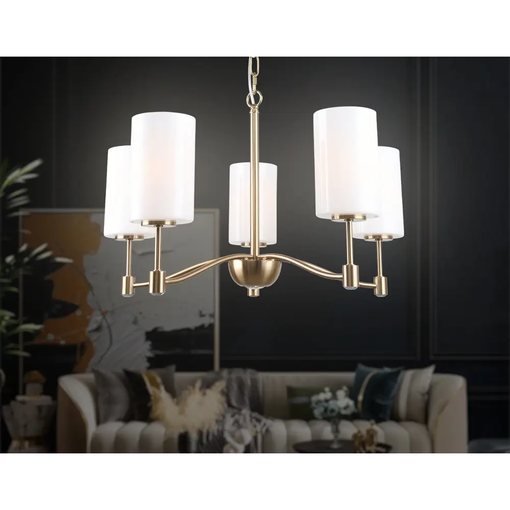 Фото 7 Люстра подвесная Ambrella light High Lh56051 5 ламп 23 м² цвет белый матовый/латунь