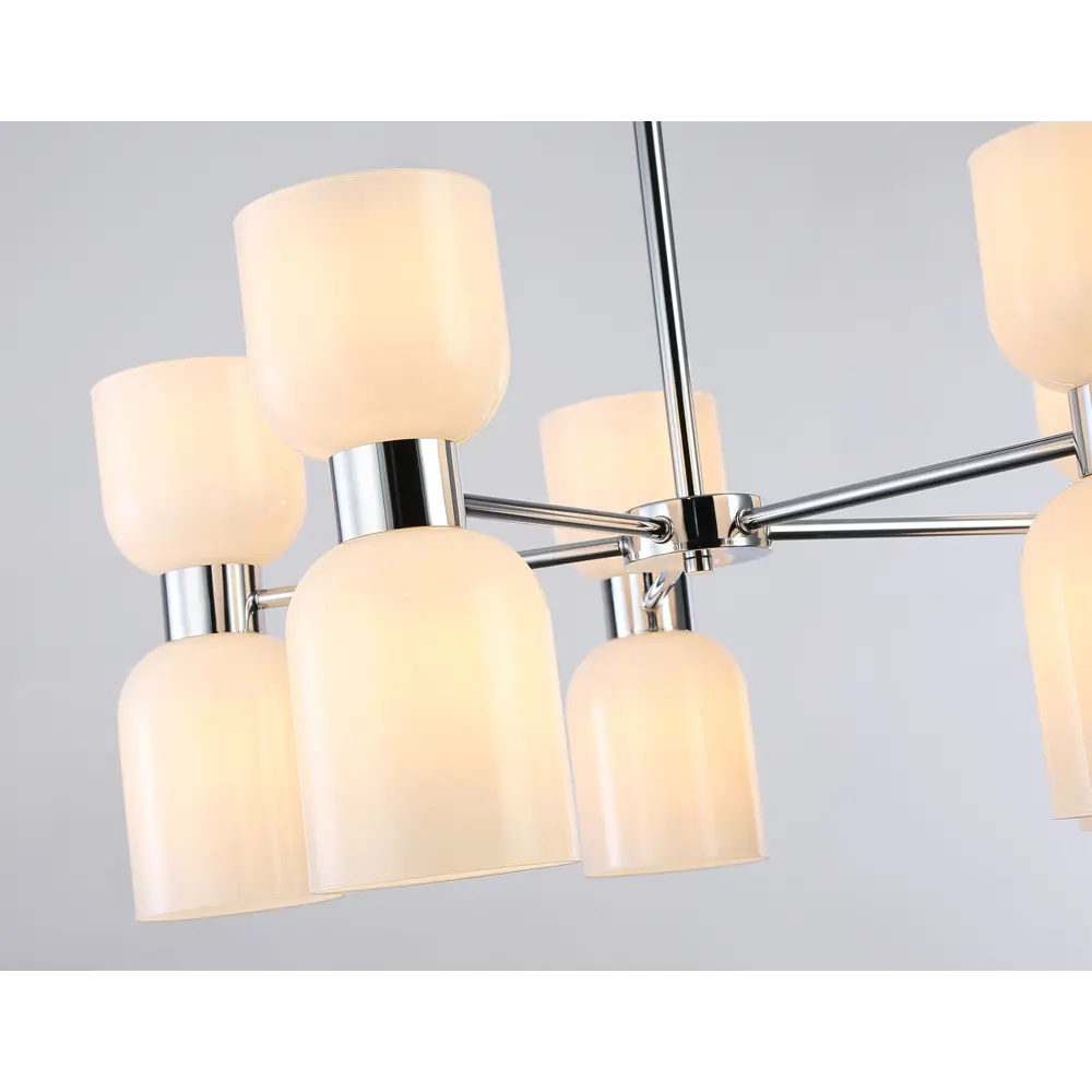 Фото 4 Люстра на штанге Ambrella light High Lh56083 10 ламп 40 м² цвет хром/белый матовый