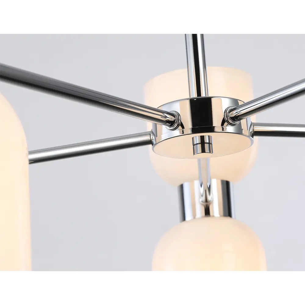 Фото 5 Люстра на штанге Ambrella light High Lh56083 10 ламп 40 м² цвет хром/белый матовый