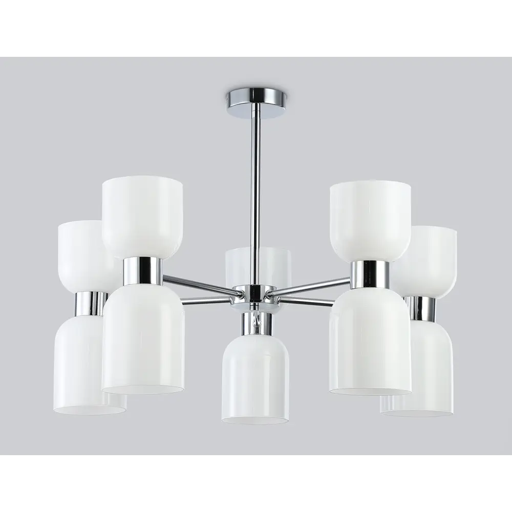 Фото 3 Люстра на штанге Ambrella light High Lh56083 10 ламп 40 м² цвет хром/белый матовый