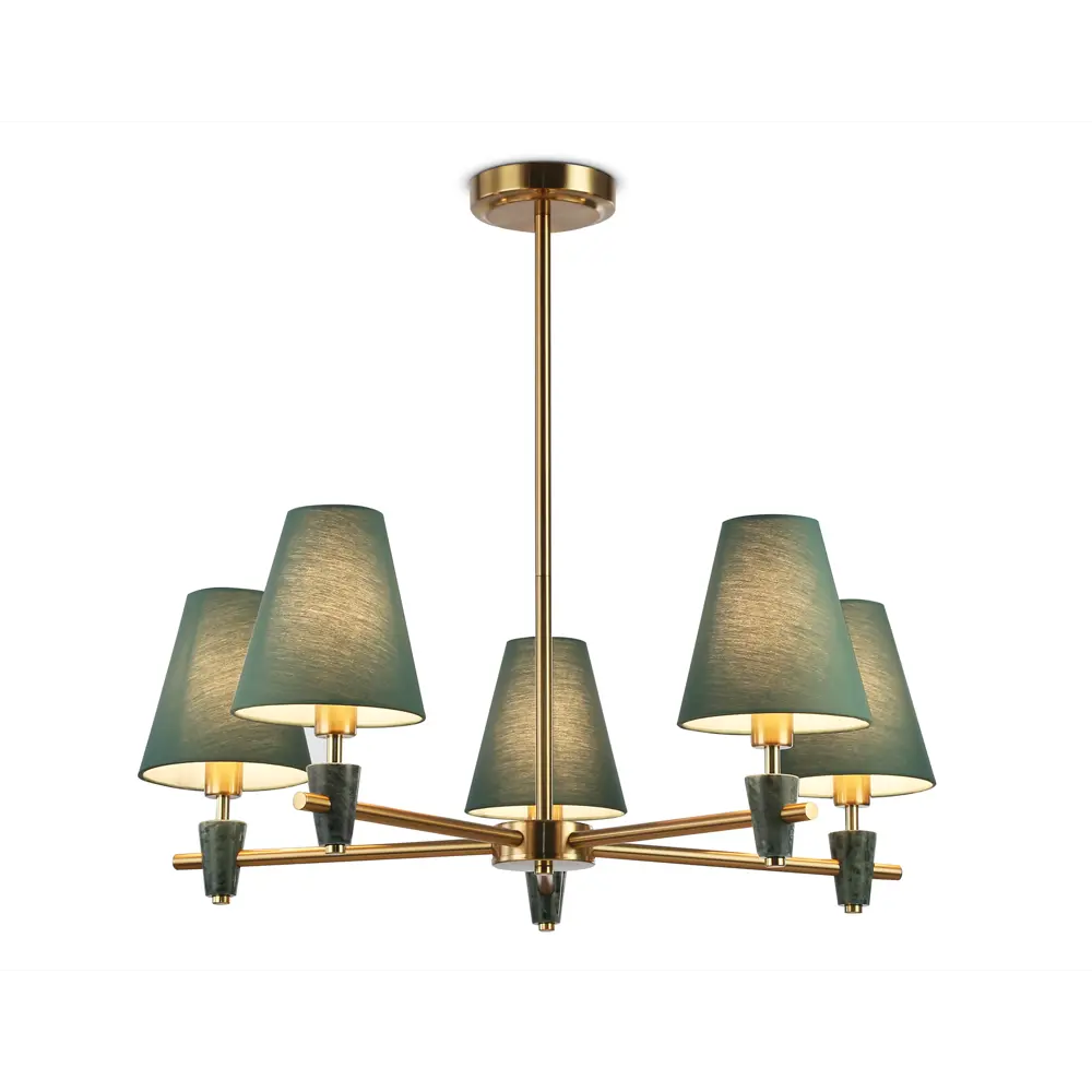Фото Люстра на штанге Ambrella light High Lh75051 5 ламп 23 м² цвет зеленый/латунь