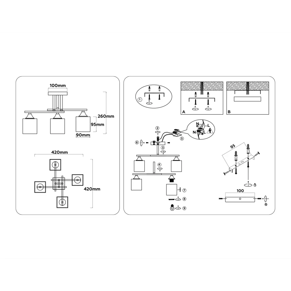 Фото 6 Люстра на штанге Ambrella light Traditional Tr303041 4 лампы 18 м² цвет белый/белый матовый