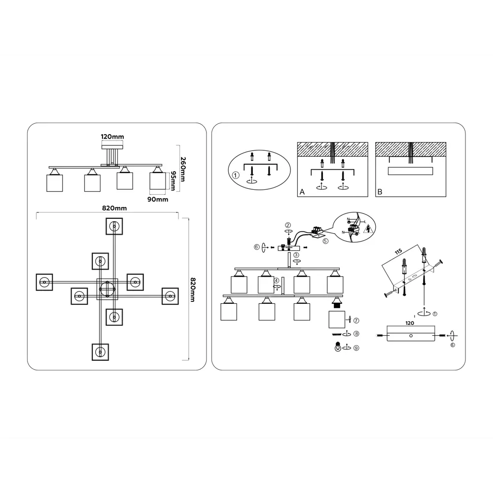 Фото 6 Люстра на штанге Ambrella light Traditional Tr303043 8 ламп 35 м² цвет белый/белый матовый