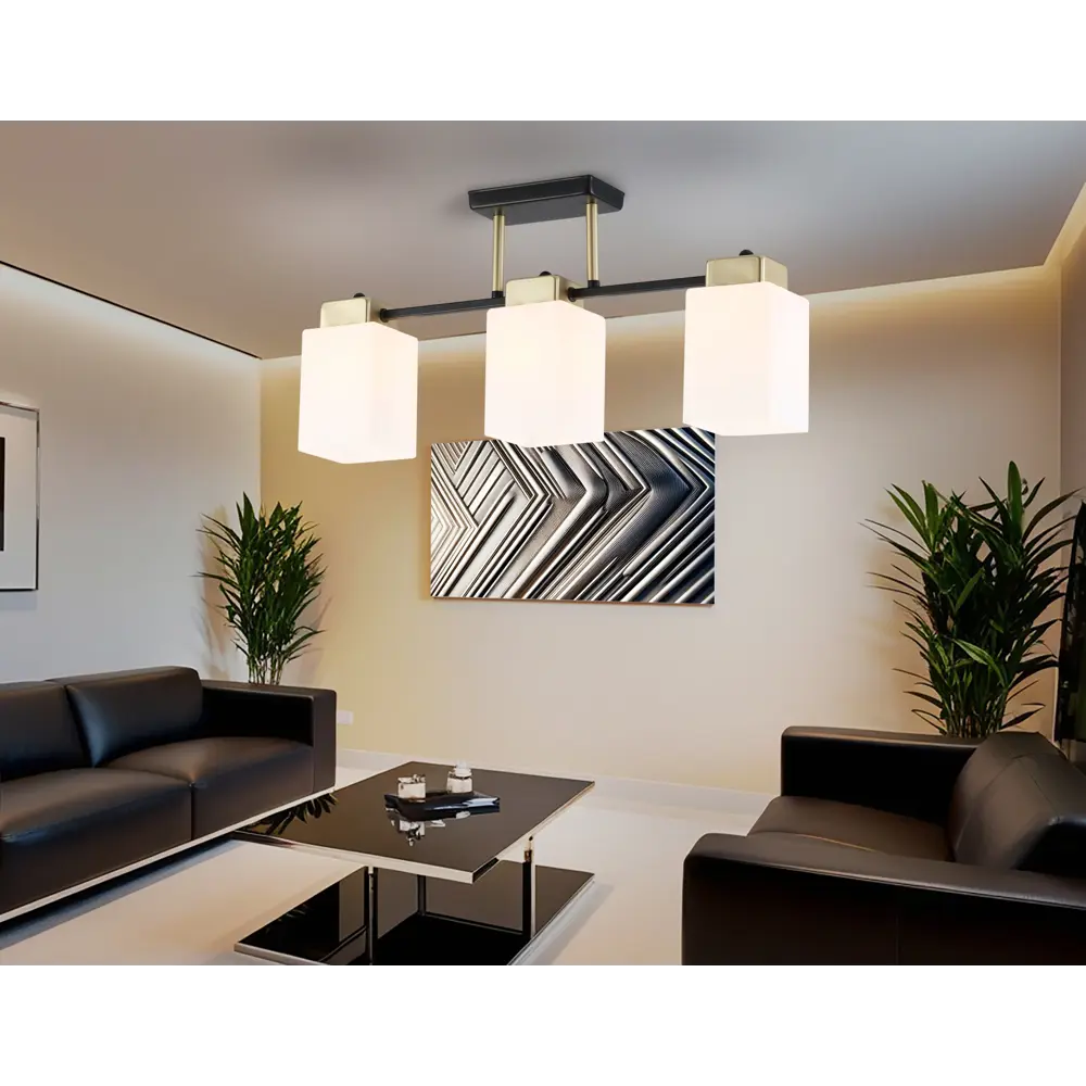 Фото 4 Люстра на штанге Ambrella light Traditional Tr303046 3 лампы 10 м² цвет золото/черный/белый матовый