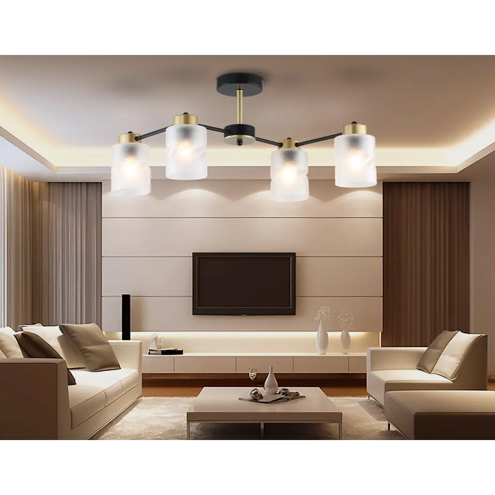 Фото 6 Люстра на штанге Ambrella light Traditional Tr303324 4 лампы 18 м² цвет золото/черный/белый матовый