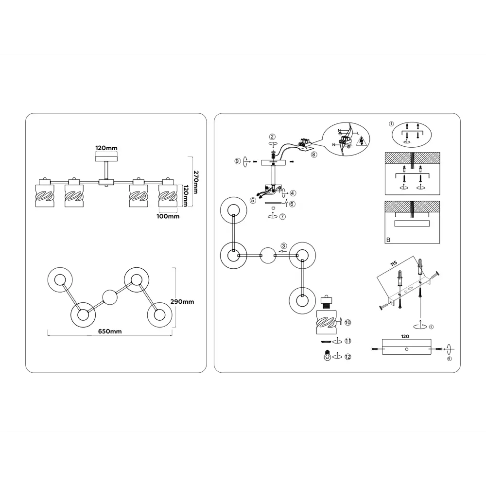 Фото 7 Люстра на штанге Ambrella light Traditional Tr303324 4 лампы 18 м² цвет золото/черный/белый матовый