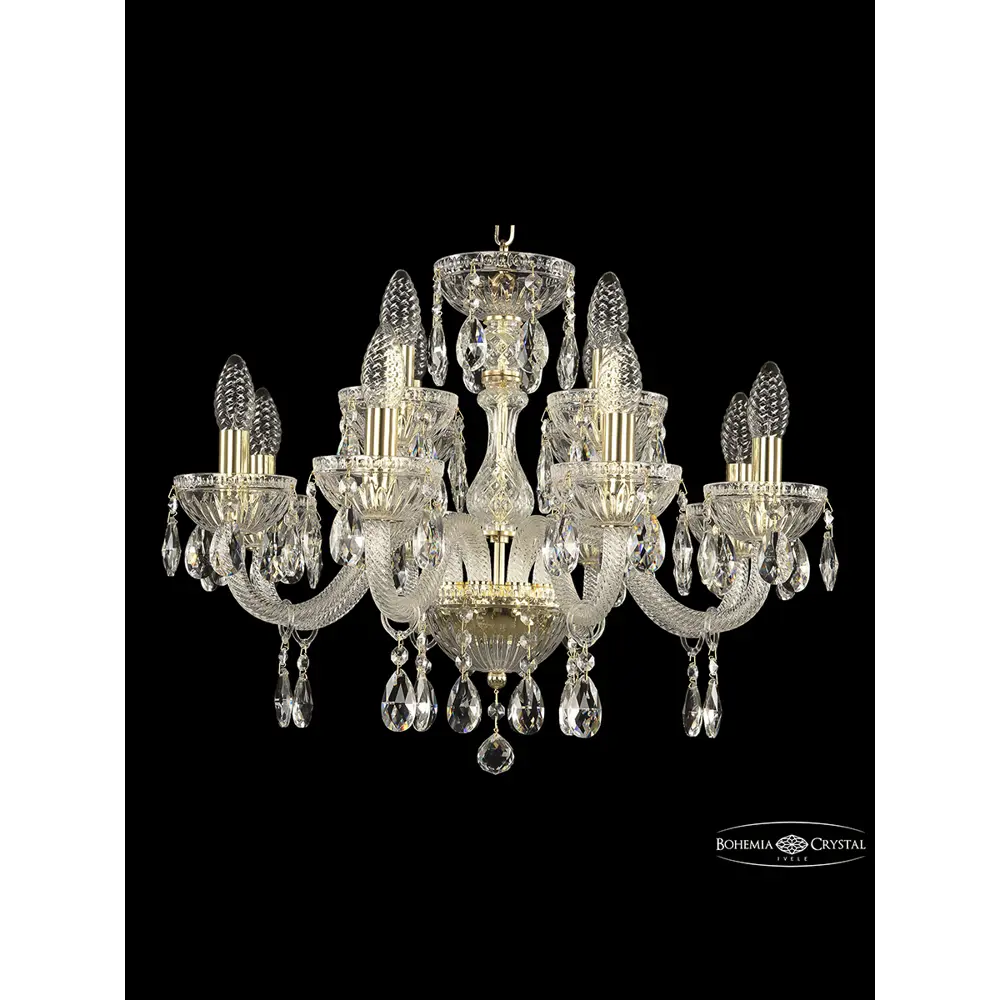 Фото Люстра подвесная Bohemia Хрусталь 5417.8+4.195.g.clear.m-1g 12 ламп 24 м² цвет золото Фото Люстра подвесная Bohemia Хрусталь 5417.8+4.195.g.clear.m-1g 12 ламп 24 м² цвет золото