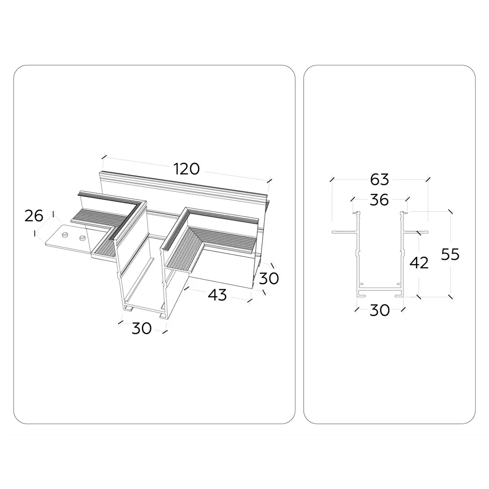 Фото 5 Коннектор T-образный для встраиваемого шинопровода Magnetic 220V Ambrella Light GL1041 Фото 5 Коннектор T-образный для встраиваемого шинопровода Magnetic 220V Ambrella Light GL1041