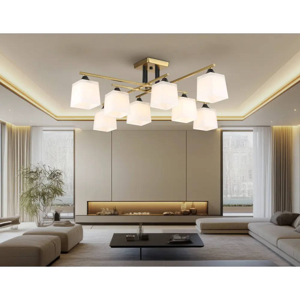 Фото 5 Люстра на штанге Ambrella light Traditional Ambr_tr303044 8 ламп 35 м² цвет медь/белый матовый Фото 5 Люстра на штанге Ambrella light Traditional Ambr_tr303044 8 ламп 35 м² цвет медь/белый матовый