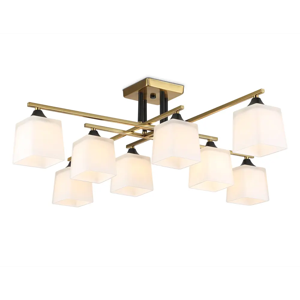 Фото Люстра на штанге Ambrella light Traditional Ambr_tr303044 8 ламп 35 м² цвет медь/белый матовый Фото Люстра на штанге Ambrella light Traditional Ambr_tr303044 8 ламп 35 м² цвет медь/белый матовый