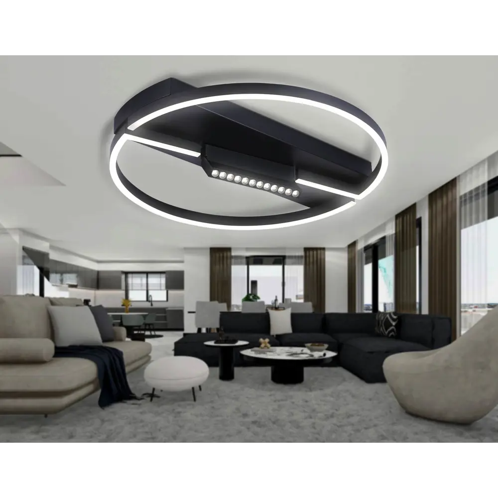Фото 6 Люстра потолочная светодиодная Ambrella light Comfort с пультом управления 26 м² регулируемый белый свет цвет черный Фото 6 Люстра потолочная светодиодная Ambrella light Comfort с пультом управления 26 м² регулируемый белый свет цвет черный