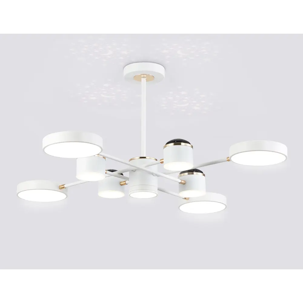 Фото 2 Люстра на штанге светодиодная Ambrella light Comfort Ambr_fl51627 40 м² регулируемый белый свет цвет белый/золото Фото 2 Люстра на штанге светодиодная Ambrella light Comfort Ambr_fl51627 40 м² регулируемый белый свет цвет белый/золото