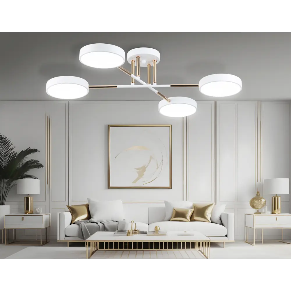 Фото 6 Люстра потолочная светодиодная Ambrella light Comfort Ambr_fl516331 26 м² регулируемый белый свет цвет белый/золото Фото 6 Люстра потолочная светодиодная Ambrella light Comfort Ambr_fl516331 26 м² регулируемый белый свет цвет белый/золото