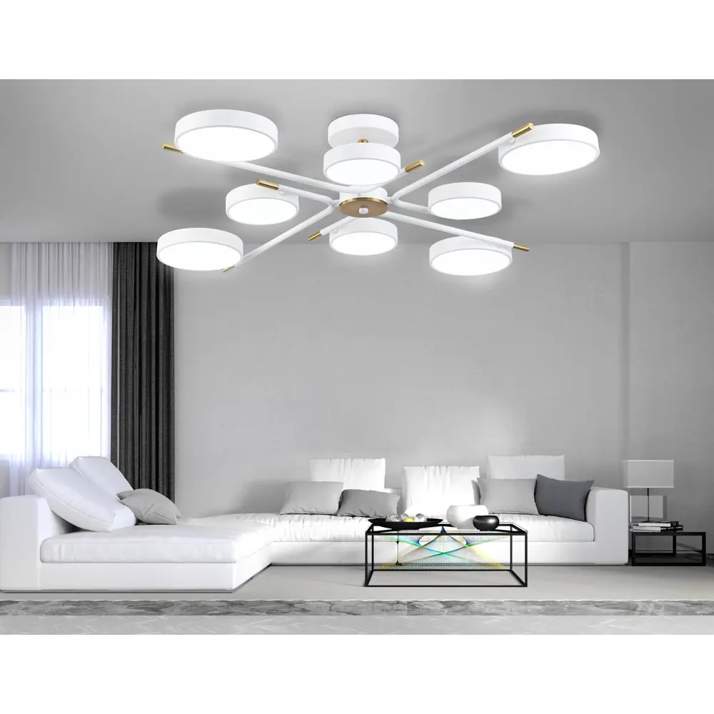 Фото 7 Люстра потолочная светодиодная Ambrella light Comfort Ambr_fl516338 40 м² регулируемый белый свет цвет белый/медь Фото 7 Люстра потолочная светодиодная Ambrella light Comfort Ambr_fl516338 40 м² регулируемый белый свет цвет белый/медь