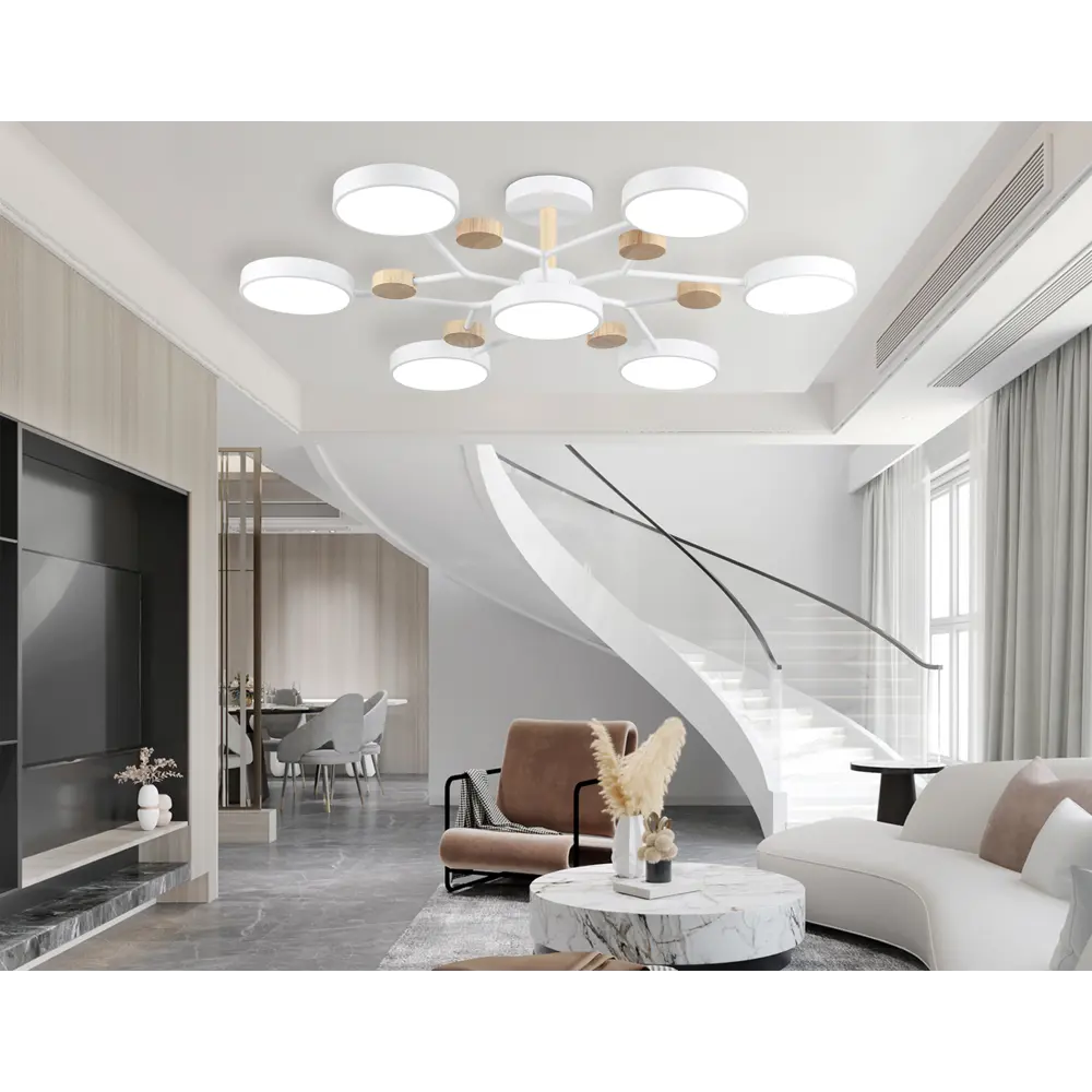 Фото 6 Люстра потолочная светодиодная Ambrella light Comfort Ambr_fl4864 36 м² регулируемый белый свет цвет дерево/белый Фото 6 Люстра потолочная светодиодная Ambrella light Comfort Ambr_fl4864 36 м² регулируемый белый свет цвет дерево/белый
