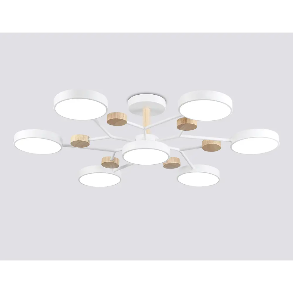 Фото 2 Люстра потолочная светодиодная Ambrella light Comfort Ambr_fl4864 36 м² регулируемый белый свет цвет дерево/белый Фото 2 Люстра потолочная светодиодная Ambrella light Comfort Ambr_fl4864 36 м² регулируемый белый свет цвет дерево/белый