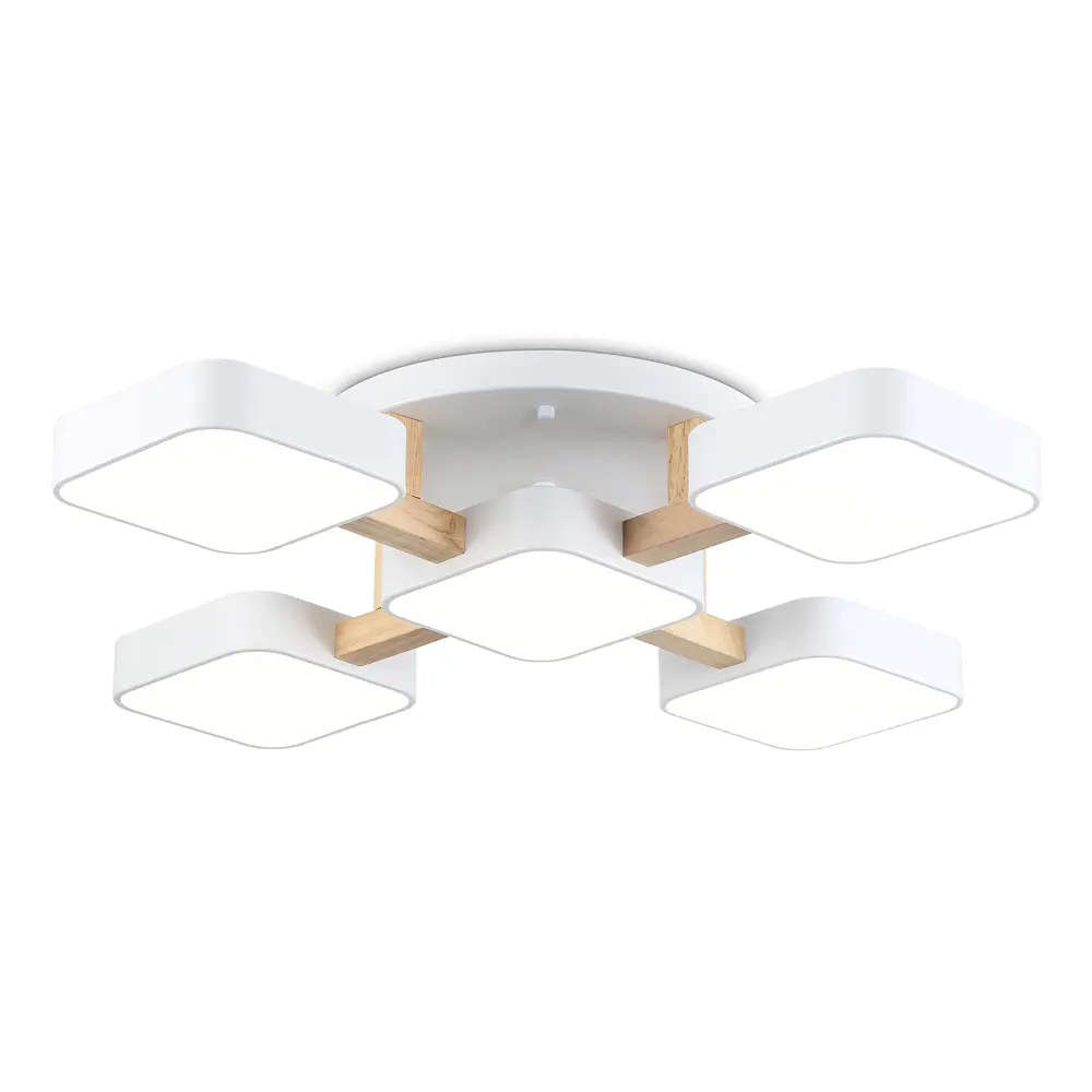 Фото Люстра потолочная светодиодная Ambrella light Comfort Ambr_fl4881 30 м² регулируемый белый свет цвет дерево/белый Фото Люстра потолочная светодиодная Ambrella light Comfort Ambr_fl4881 30 м² регулируемый белый свет цвет дерево/белый