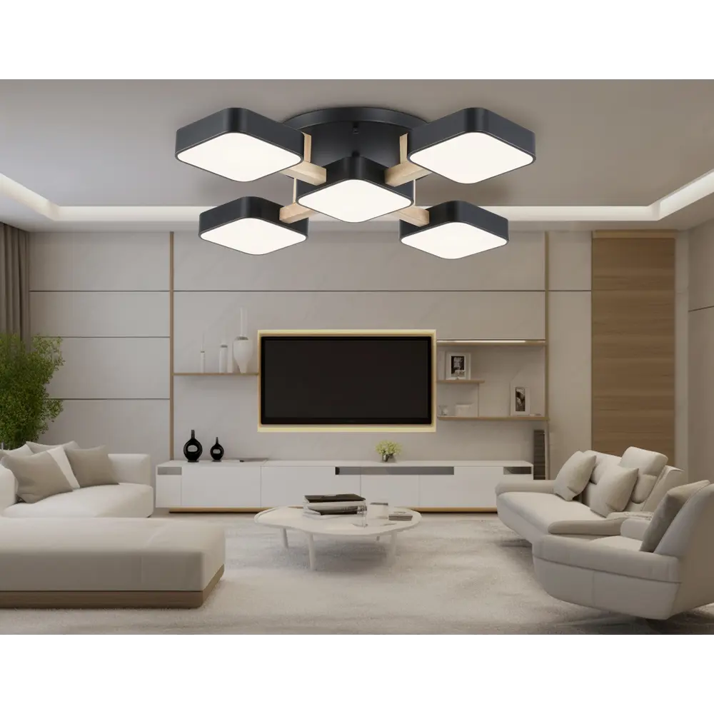 Фото 6 Люстра потолочная светодиодная Ambrella light Comfort Ambr_fl4883 30 м² регулируемый белый свет цвет дерево/черный Фото 6 Люстра потолочная светодиодная Ambrella light Comfort Ambr_fl4883 30 м² регулируемый белый свет цвет дерево/черный
