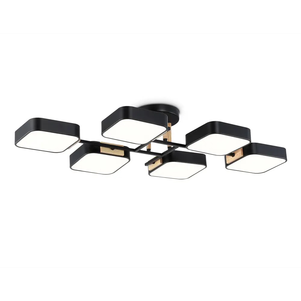 Фото Люстра потолочная светодиодная Ambrella light Comfort Ambr_fl4887 36 м² регулируемый белый свет цвет дерево/черный Фото Люстра потолочная светодиодная Ambrella light Comfort Ambr_fl4887 36 м² регулируемый белый свет цвет дерево/черный