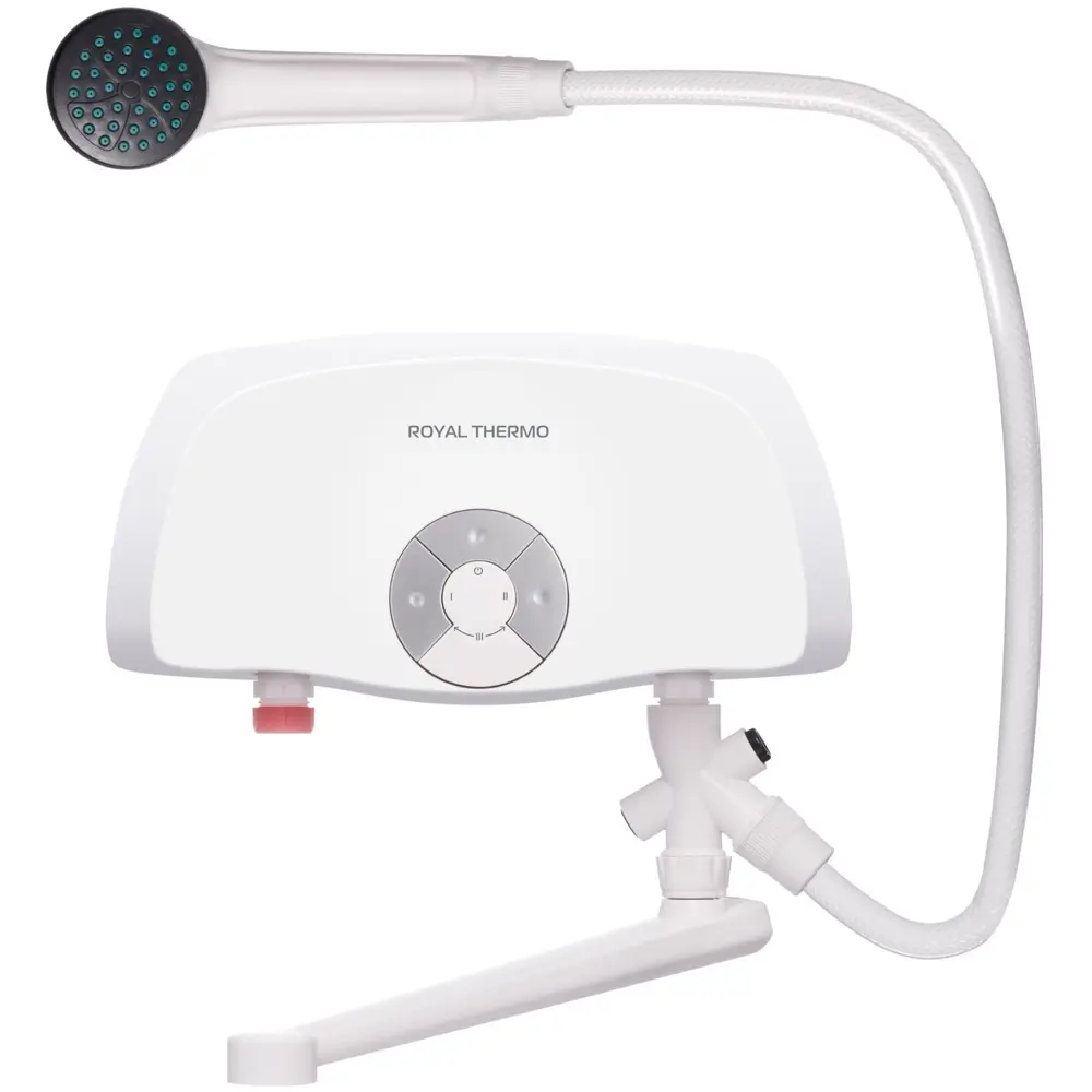 Фото 3 Проточный водонагреватель электрический Royal Thermo Smartfix TS 5.5 кВт белый с душевой лейкой и краном Фото 3 Проточный водонагреватель электрический Royal Thermo Smartfix TS 5.5 кВт белый с душевой лейкой и краном