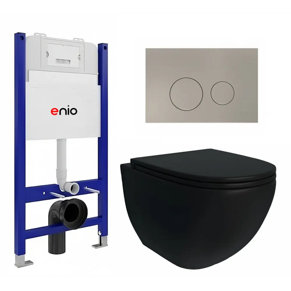 Фото Комплект инсталяция с унитазом 3 в 1 инсталляция Enio Tecnico 50 унитаз Unico BL EN4105055 кнопка матовая нержавеющая сталь Rotondo Фото Комплект инсталяция с унитазом 3 в 1 инсталляция Enio Tecnico 50 унитаз Unico BL EN4105055 кнопка матовая нержавеющая сталь Rotondo
