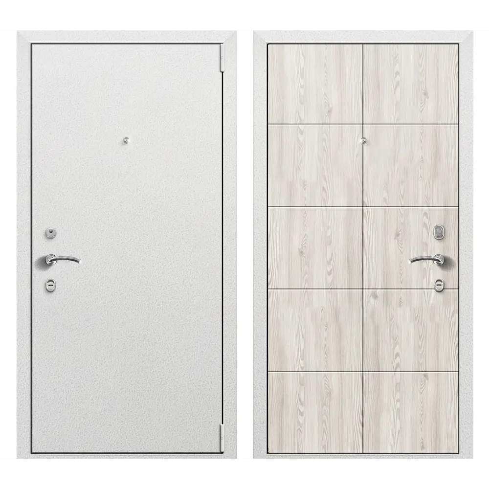 Фото Входная дверь Такт-тайм Комфорт Лайт 7 правый 220x95см цвет антик белый с серебром/лиственница сибиу