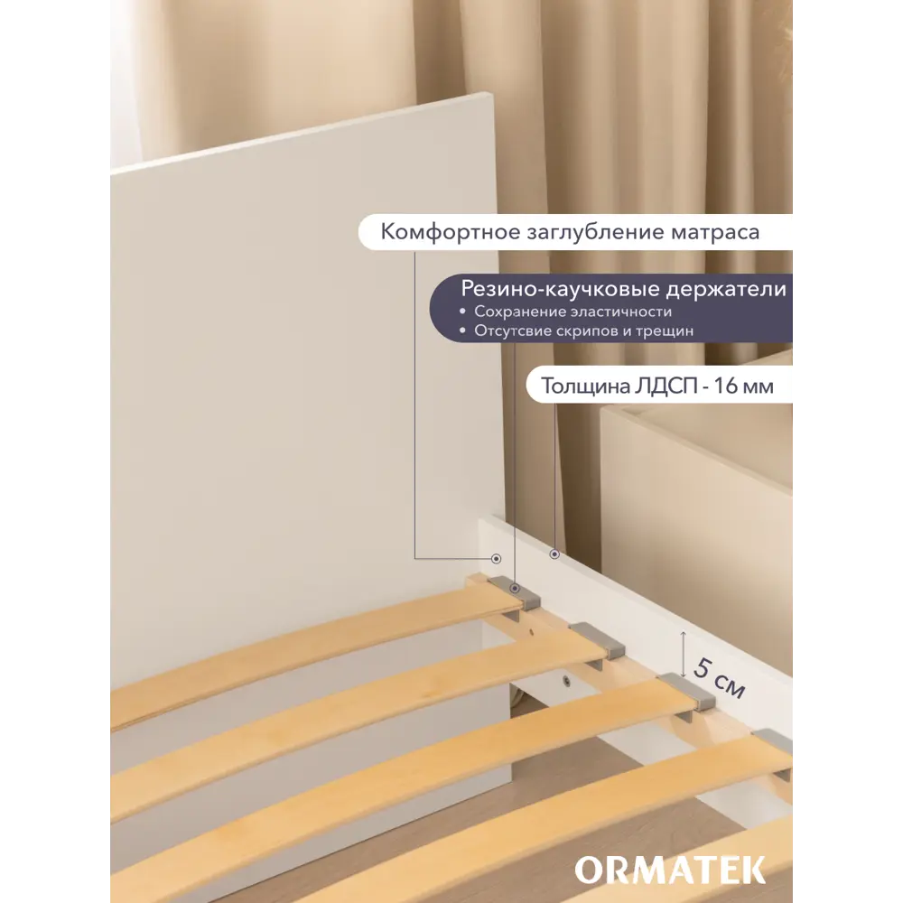 Фото 4 Кровать Орматек Linea 97х80х203 см ЛДСП цвет белый Фото 4 Кровать Орматек Linea 97х80х203 см ЛДСП цвет белый