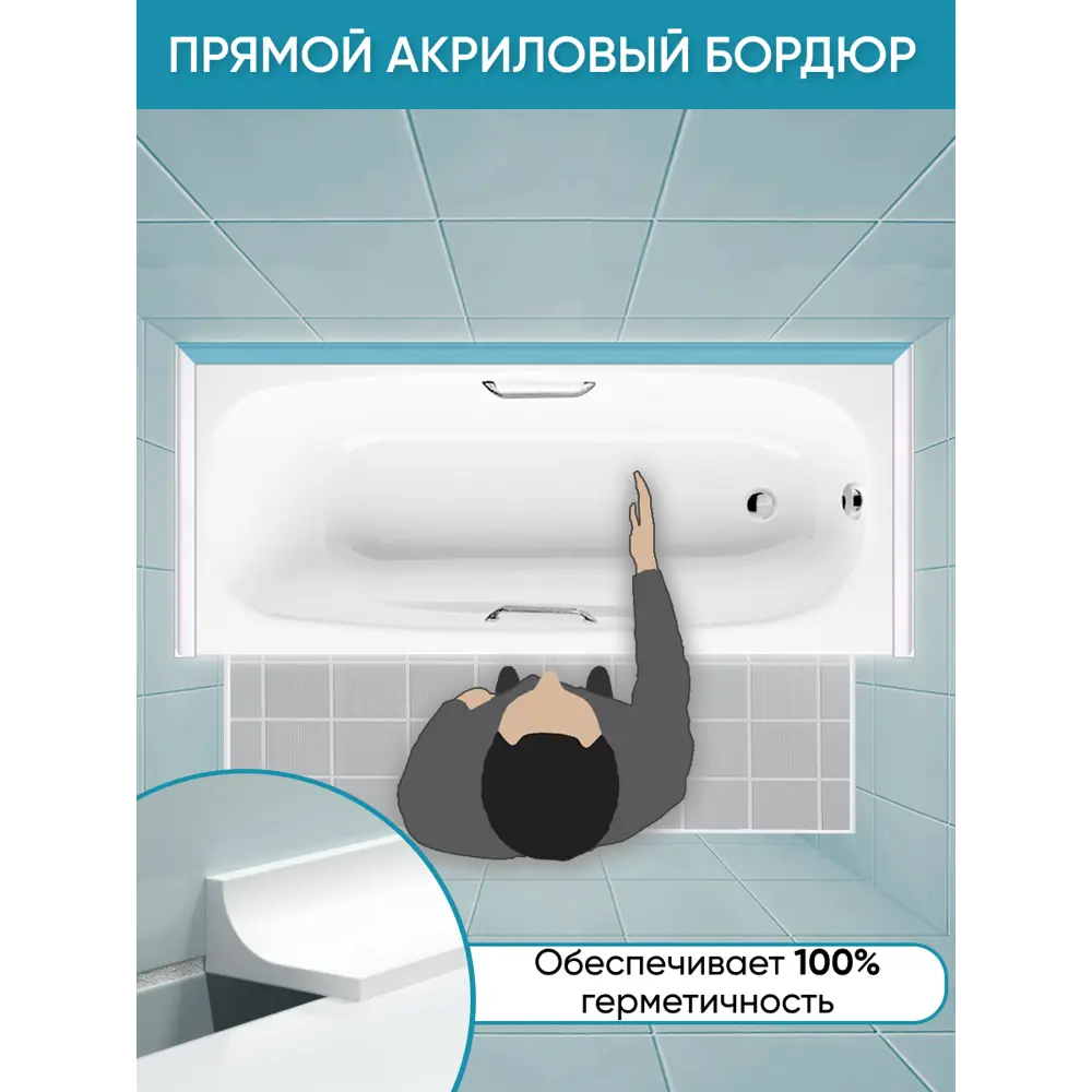 Фото 4 Бордюр плинтус для ванны BNV ГЛ24 180 сантиметров акриловый цвет с бежевыйглянцевая поверхность Фото 4 Бордюр плинтус для ванны BNV ГЛ24 180 сантиметров акриловый цвет с бежевыйглянцевая поверхность