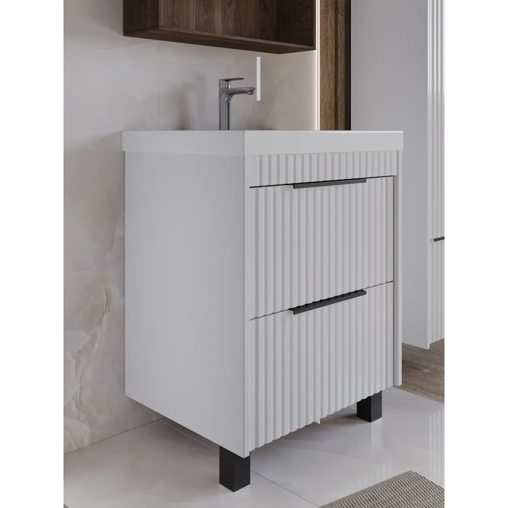 Фото 3 Тумба для ванной Storys Луи 50 см 2 ящика напольная цвет белый под раковину Фото 3 Тумба для ванной Storys Луи 50 см 2 ящика напольная цвет белый под раковину