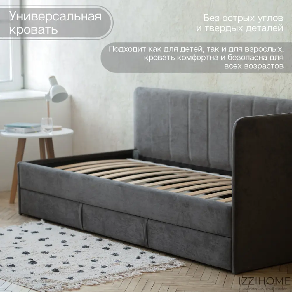 Фото 11 Кровать Izzihome Colins CS4 99x33x209 см ДСП цвет графитовый Фото 11 Кровать Izzihome Colins CS4 99x33x209 см ДСП цвет графитовый