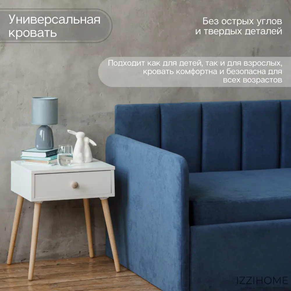 Фото 9 Кровать Izzihome Tony 105x85x205 см ДСП цвет синий Фото 9 Кровать Izzihome Tony 105x85x205 см ДСП цвет синий