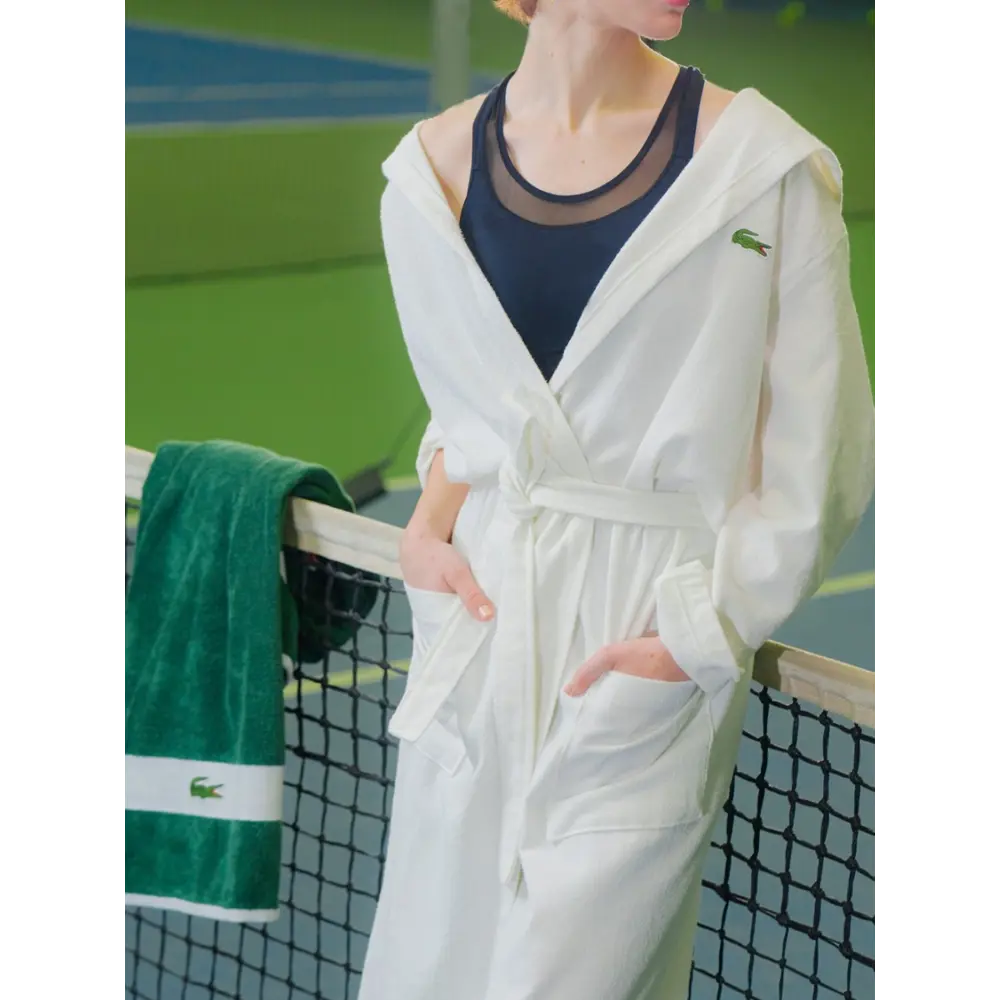 Фото 2 Халат кимоно махровый Lacoste Super Girl Blanc L/XL с капюшоном Фото 2 Халат кимоно махровый Lacoste Super Girl Blanc L/XL с капюшоном