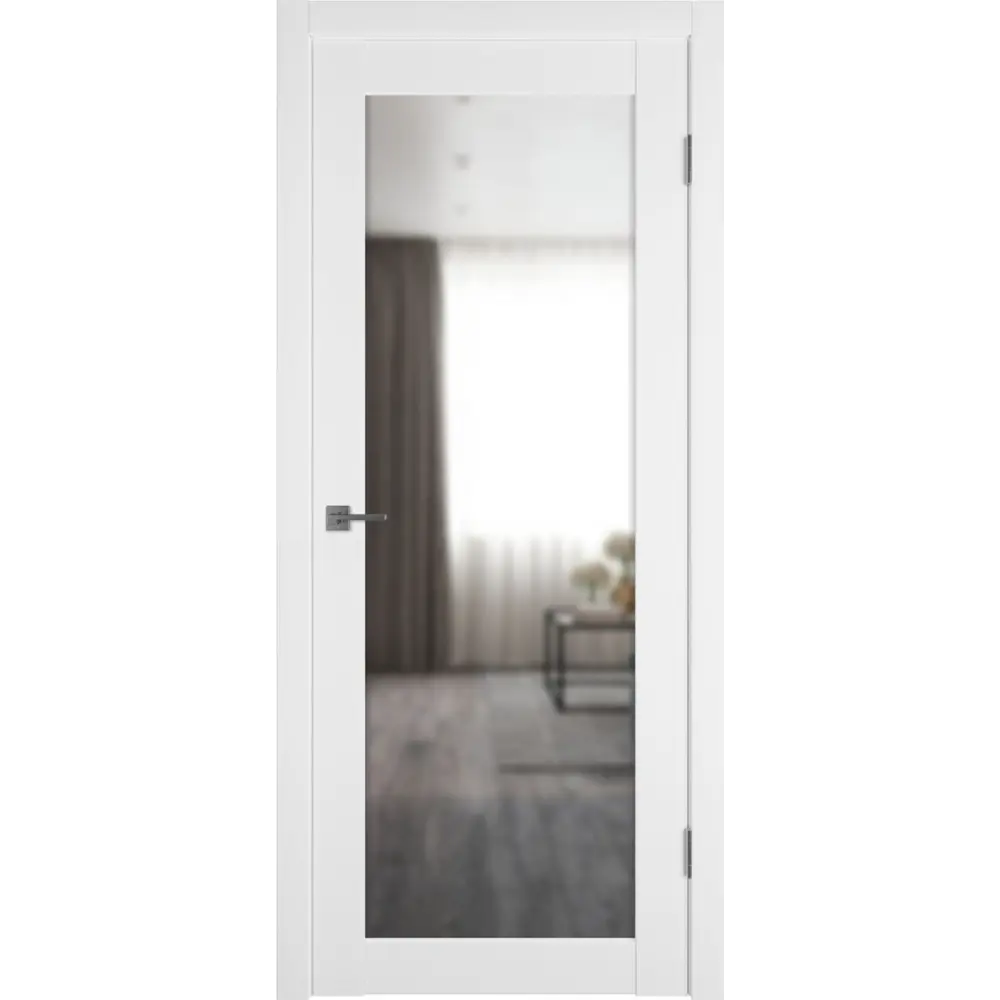 Фото Комплект межкомнатной двери VFD Emalex е32 глухая 200x90см шпон цвет Ice (зеркало) с коробом и наличниками Фото Комплект межкомнатной двери VFD Emalex е32 глухая 200x90см шпон цвет Ice (зеркало) с коробом и наличниками