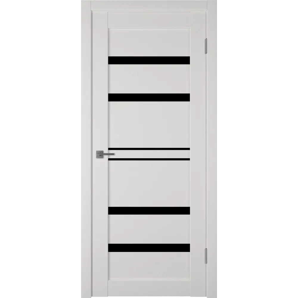 Фото Комплект межкомнатной двери VFD Atum pro x26 остеклённая 200x80см Шпон цвет Молочный белый (черный глянец) с коробом и наличниками Фото Комплект межкомнатной двери VFD Atum pro x26 остеклённая 200x80см Шпон цвет Молочный белый (черный глянец) с коробом и наличниками